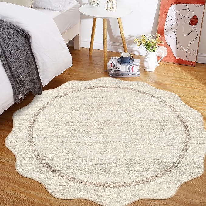 GarveeHome Scalloped Round Area Rugs, Washable Small Round Rug 3 ft Non-Slip - Image 8