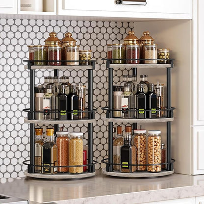 YATINEY Spice Rack, 3-Tier Turntable Organizer, Rotating Spice Rack Organizer - Image 2