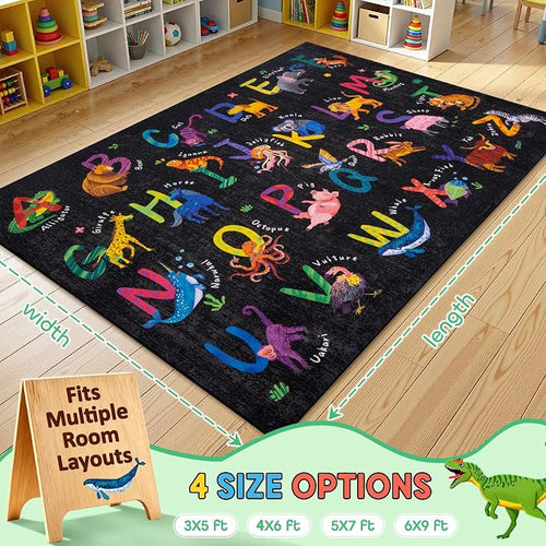 3x5 ABC Classroom Rug for Kids Playroom, Alphabet Rug - Image 2