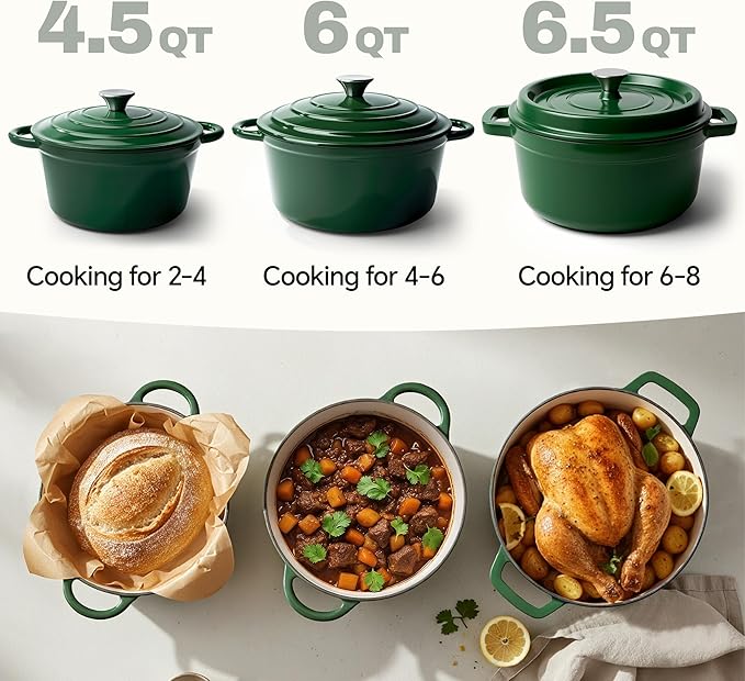 4.5 Quart Dutch Oven Pot with Lid, Non Stick Enameled Cast Iron Dutch Oven - Image 3