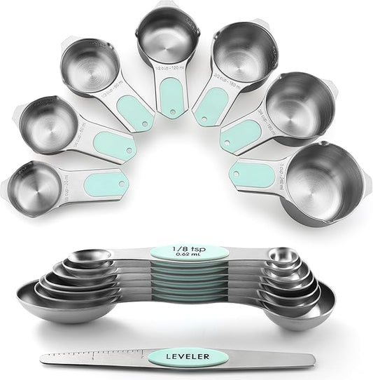 Spring Chef Magnetic Measuring Cups & Spoons Set, Strong N45 Magnets, Heavy by SpringChef