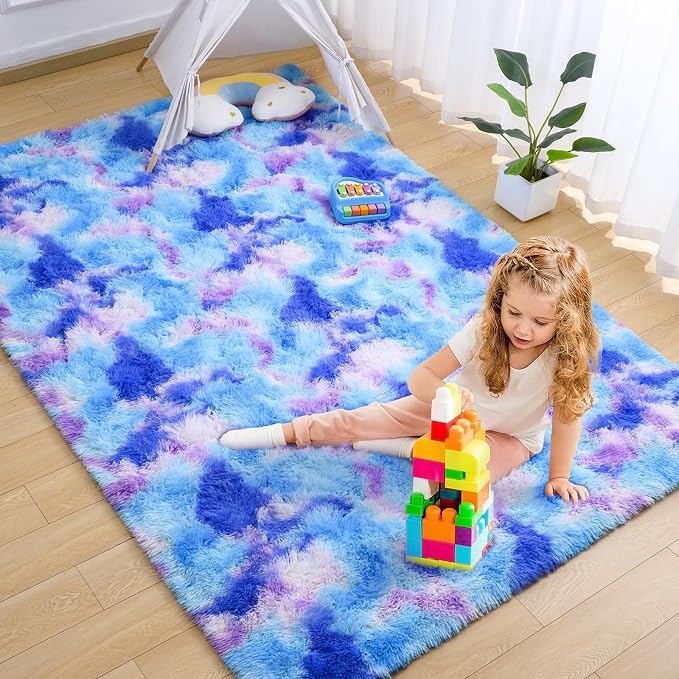 AROGAN Soft Rainbow Area Rugs for Girls Room 4x6 Feet, Fluffy Cute Colorful - Image 6