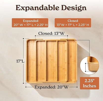 SMIRLY Silverware Drawer Organizer – Bamboo Kitchen Drawer Organizer, - Image 3