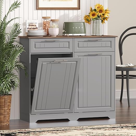 Double 10 Gallon Tilt Out Trash Can Cabinet - Image 8