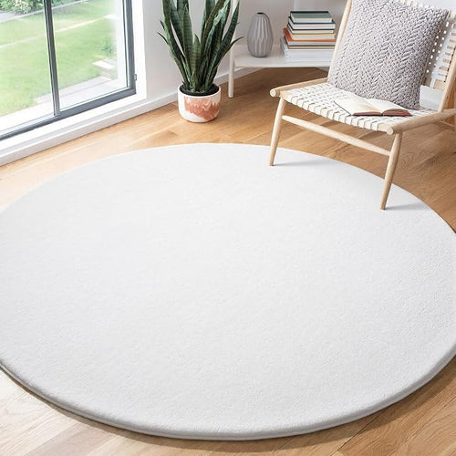 Amearea White Round Area Rugs 4ft Washable Circle Rugs by AmeareaDirect