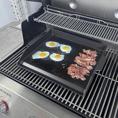 Universal Flat Top Griddle for Gas Grill, Gas Stove,Grill Flat Insert for Outdoor Grills, Stove-Top Griddles for 4 Burner Range Oven, 18.6" × 14" Large Nonstick Cast Iron Cooking Griddle