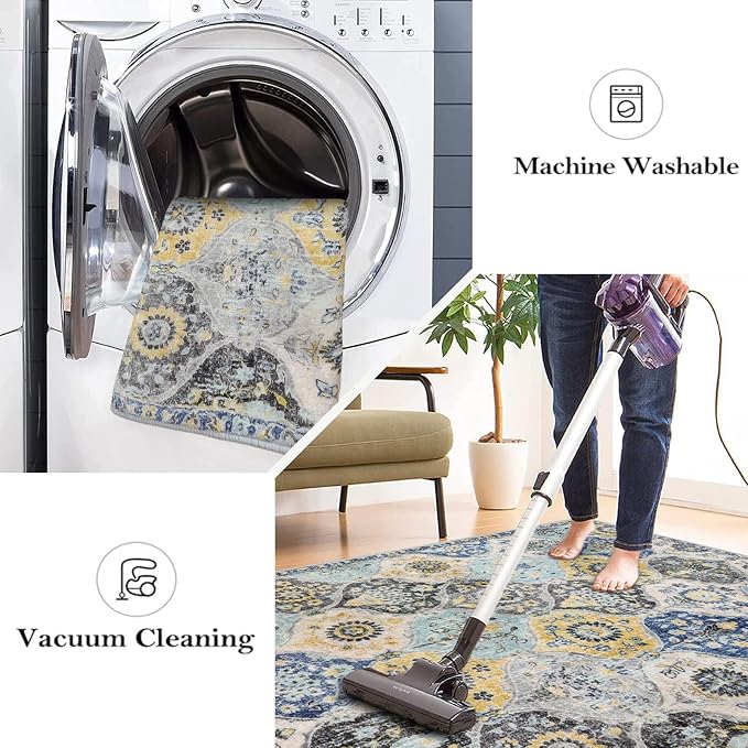 Lahome Moroccan Washable Hallway Runner Rug, Oriental Non-Slip Laundry Room Rug - Image 4