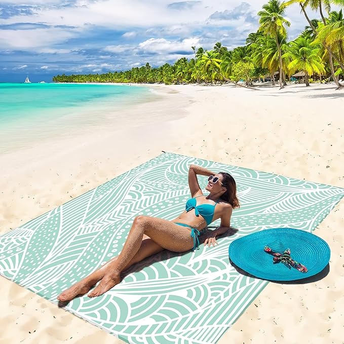 HIHOHO Beach Blanket Waterproof Sandproof Extra Large Beach Mat 79" X - Image 6