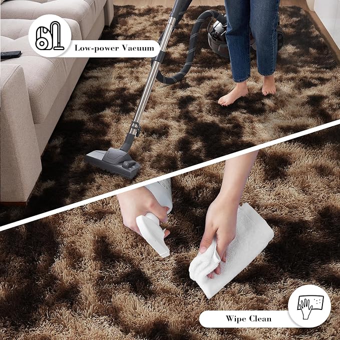 yongyangjuxin Fluffy Rug Shag Area Rug, Mottling Brown 9x12 Area Rugs - Image 7