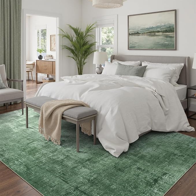 DCX Abstract Area Rug 5x7, Washable Green Modern Rug - Image 2