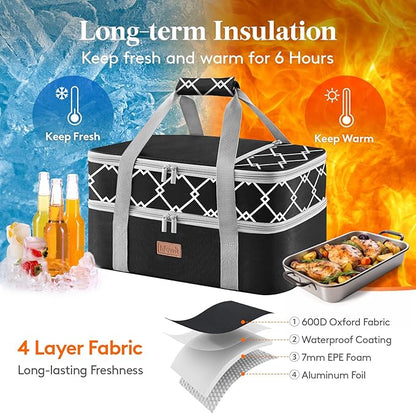 Lifewit Insulated Double Decker Casserole Carrier, Lasagna Lugger Holder - Image 3