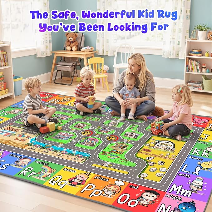 Kids Car Rug for Playroom, 9x12 Kids Play Mat - Image 7