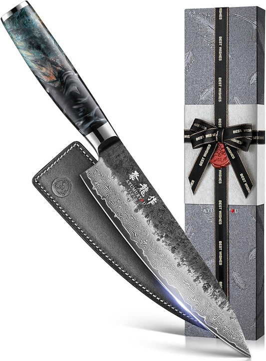 Japanese Chef Knife 8'', Hand Forged 67-Layer Damascus VG10 Core Kitchen Knife by Atumuryou