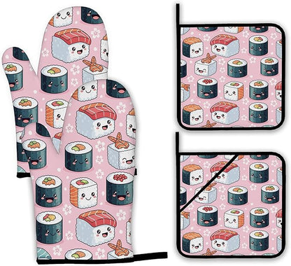 Cute Sushi Roll Japanese Oven Mitts and Pot Holders Set, Kitchen Decor Heat by Unknown