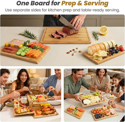 Bamboo Cutting Board Set of 3, Durable Wooden Chopping Boards - Image 7