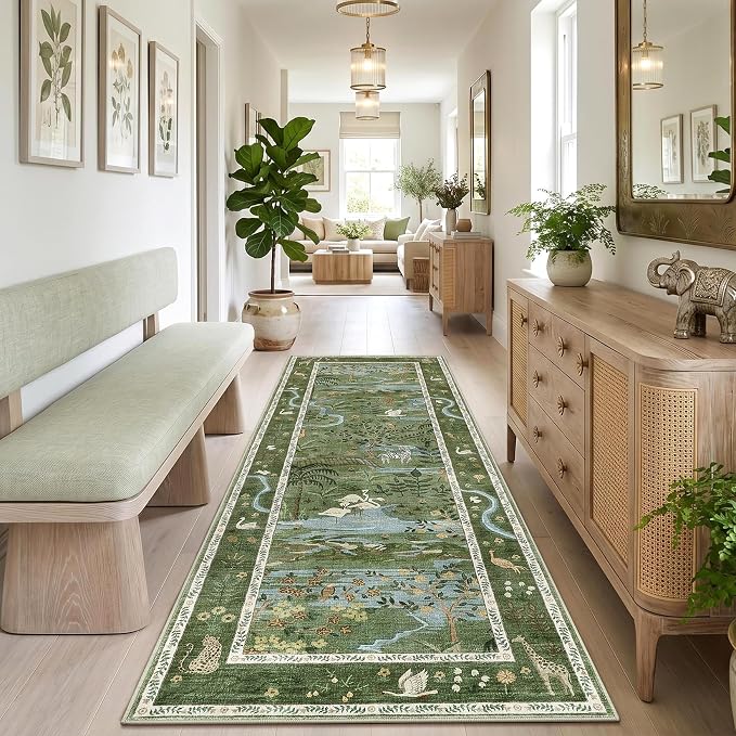 Long Runner Rug for Hallway 2x8 Whimsical Woodland Throw Runner Carpet Non Slip - Image 2