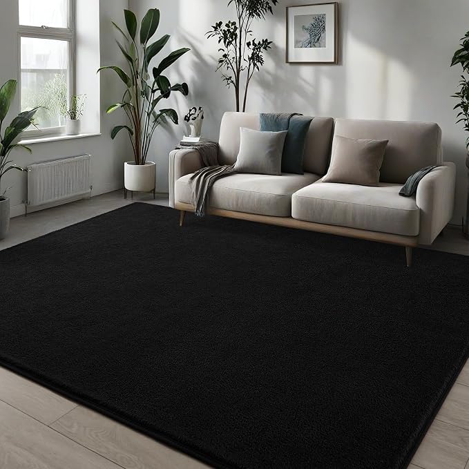 Pettop 5x7 ft Black Area Rugs for Bedroom Living Room, Washable Memory Foam - Image 3