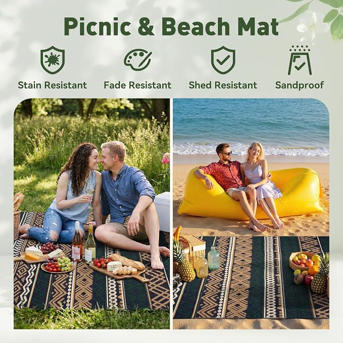 MontVoo Outdoor Rug Carpet Waterproof-Patio Rug Mat 6x9 Reversible RV Outdoor - Image 5