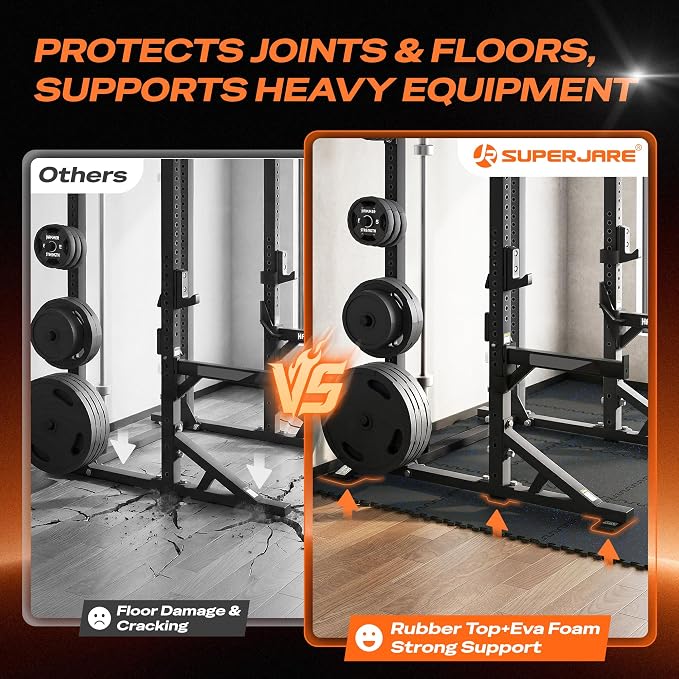 SUPERJARE 0.56'' Thick 12 Pcs 48 Sq Ft Rubber Top Exercise Equipment Mats - Image 4