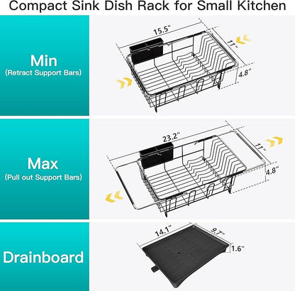 JASIWAY Dish Drying Rack in Sink, Expandable Stainless Steel Dish Drainers - Image 4