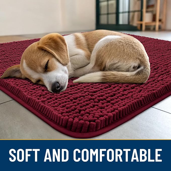 Smiry Dog Door Mat for Muddy Paws 30x20, Absorbent Dirt Trapper, Non-Slip - Image 2
