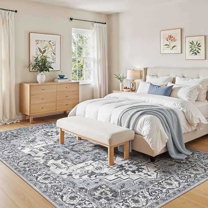 5x7 Area Rugs Living Room: Washable Vintage Rug Large Non-Slip Stain Resistant - Image 5