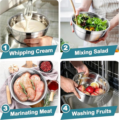 TeamFar Mixing Bowls, Stainless Steel Nesting Salad Bowls - Image 6