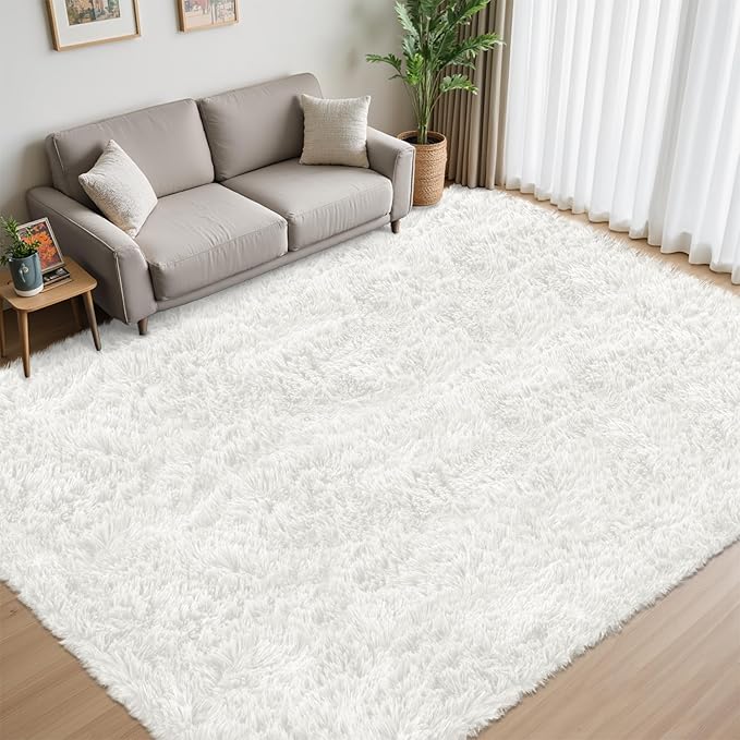 4x6 Area Rug for Living Room:Ultra Soft Fluffy Shag White Rugs, Large Fuzzy - Image 8