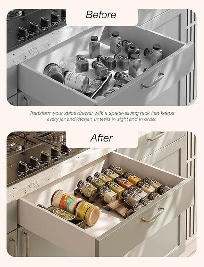 Tinamo Acacia Wooden Spice Rack Organizer - Image 4