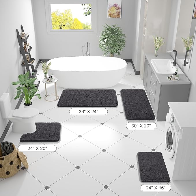OLANLY Large Bathroom Rugs 45x27, Extra Soft Absorbent Chenille Bath Rugs - Image 2