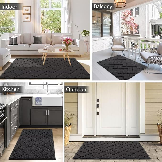 hicorfe Dirt Trapper Indoor Doormat, Non Slip Backing Washable Door Mats - Image 2
