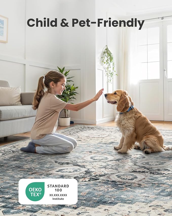 AMADA HOMEFURNISHING 2'6"x10' Washable Area Rug, Low-Profile Entryway Rug - Image 3
