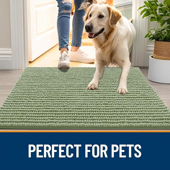 OLANLY Dog Door Mat for Muddy Paws 36x24, Ultra Absorbent Chenille Mud Doormat - Image 6