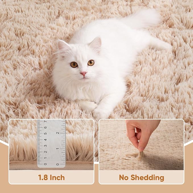 Area Rug for Living Room Bedroom: 4x6 Camel Soft Fluffy Shag Upgrade Non-Slip - Image 5