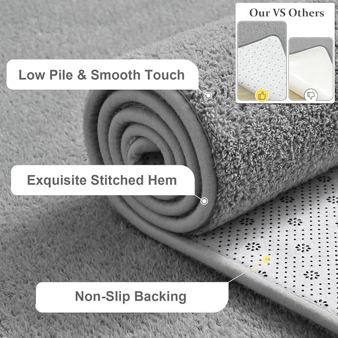 Keeko 2x3 Grey Area Rugs for Bedroom Living Room, Soft Modern Indoor Throw Rugs - Image 7