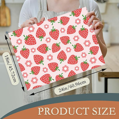 Pink Strawberry Dish Drying Rack Mat - Image 2