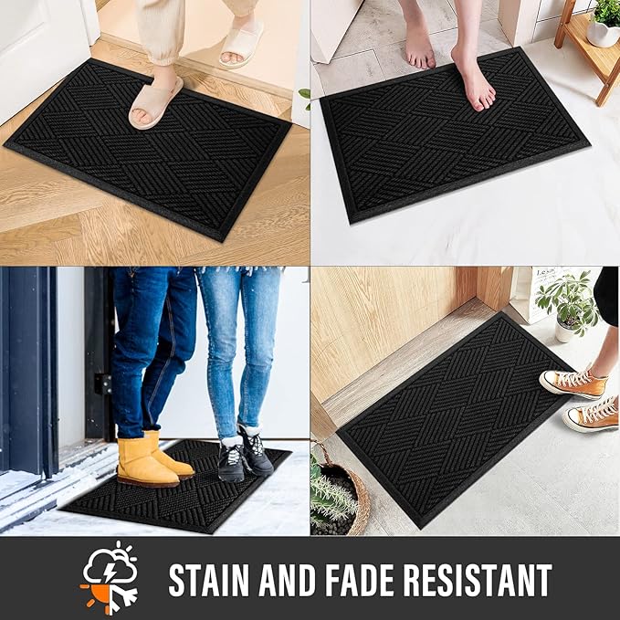 HIYARD Sturdy Front Door Mat, Absorbent Muddy Dirt Resist Welcome Door Mats - Image 5