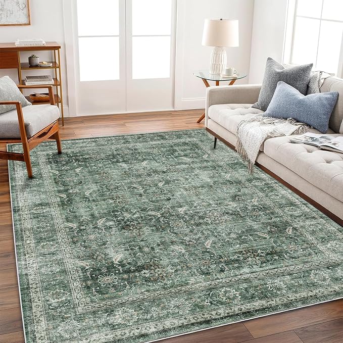 CHAMPLANT Washable Area Rug 3'x5' Vintage Traditional Floor Cover Foldable Thin by CHAMPLANT