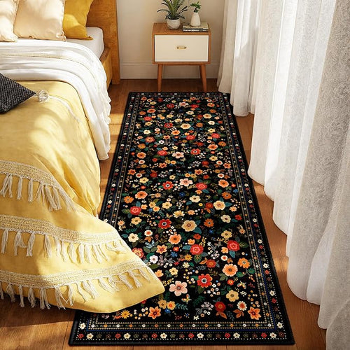 2x6 Area Rugs for Living Room Vacuum-Friendly Machine Washable Area Rug Flower - Image 2