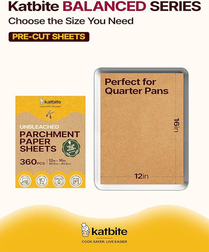 Katbite Parchment Paper Sheets 360 PCS, 12x16 Inches Precut Unbleached Baking - Image 2