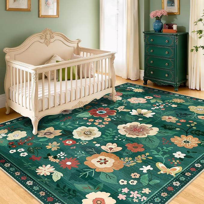 RELEANY Floral 4x6 Area Rugs Washable Print Boho Cute Carpet Non Slip Flower - Image 9