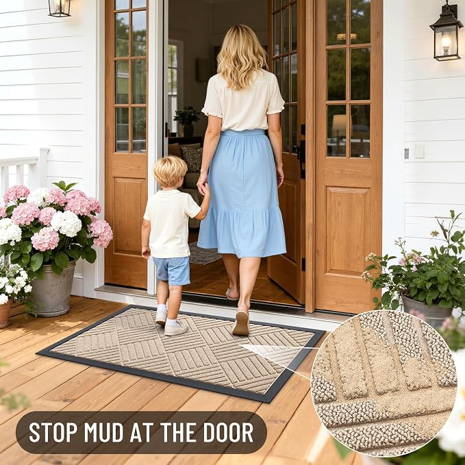OLANLY Front Door Mat Outside Entrance 47x23, Heavy Duty Sturdy Natural Rubber - Image 6