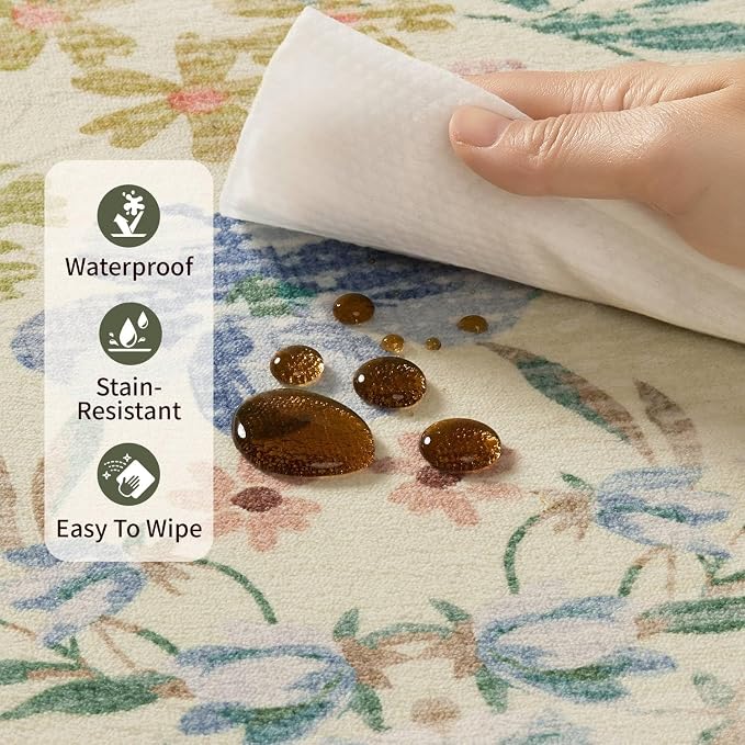 Rugxara 2'6" x 8' Floral Runner Rug, Washable Runners - Image 8