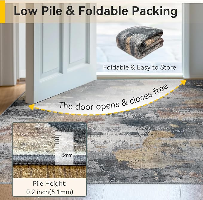 RELEANY Washable Area Rugs 8'x10' Non-Slip Modern Abstract Soft - Image 6