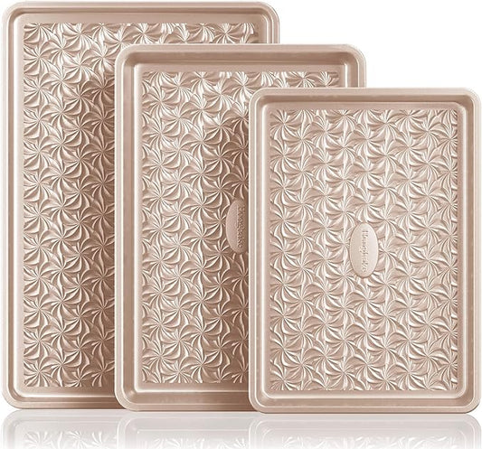 HONGBAKE Nonstick Baking Sheet Pan Set of 3, Cookie Sheets by HONGBAKE