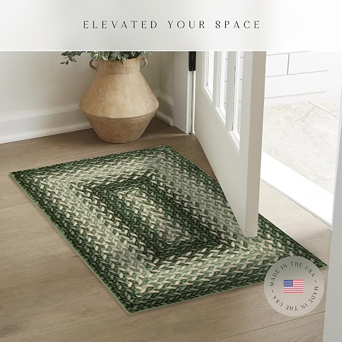 Maples Rugs Marion Bohemian Braided-Style Print Area Rug – Made in USA – - Image 3