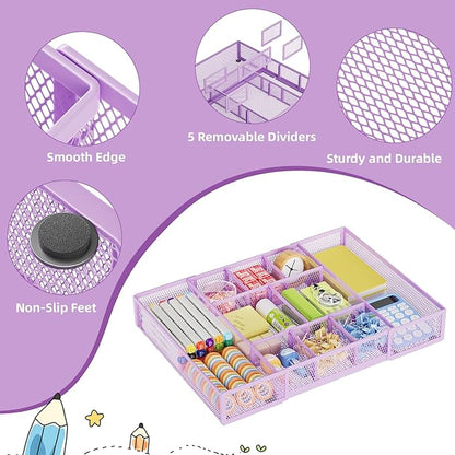 Marbrasse Expandable Desk Drawer Organizer, Mesh Drawer Organizer Tray - Image 6