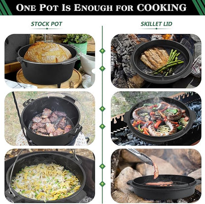 5QT Cast Iron Dutch Oven with Stainless Steel Scrubber, HaSteeL 2-In-1 - Image 7