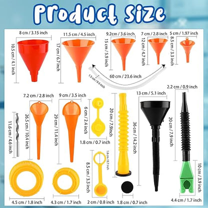 30 Pcs Automotive Funnel Set Wide Mouth Fuel Oil Funnel Plastic Long Neck - Image 2