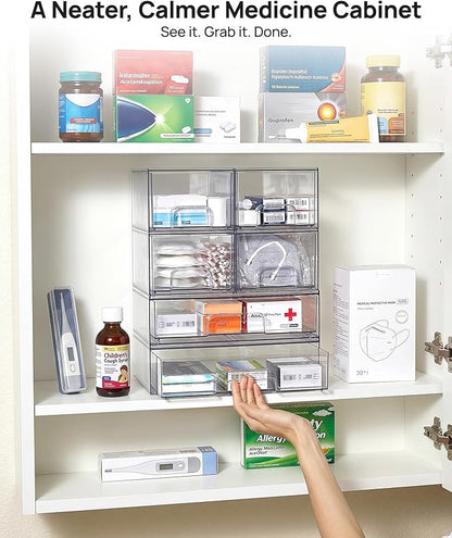 Vtopmart Clear Stackable Storage Drawers Set of 5, Plastic Organizer Bins - Image 5